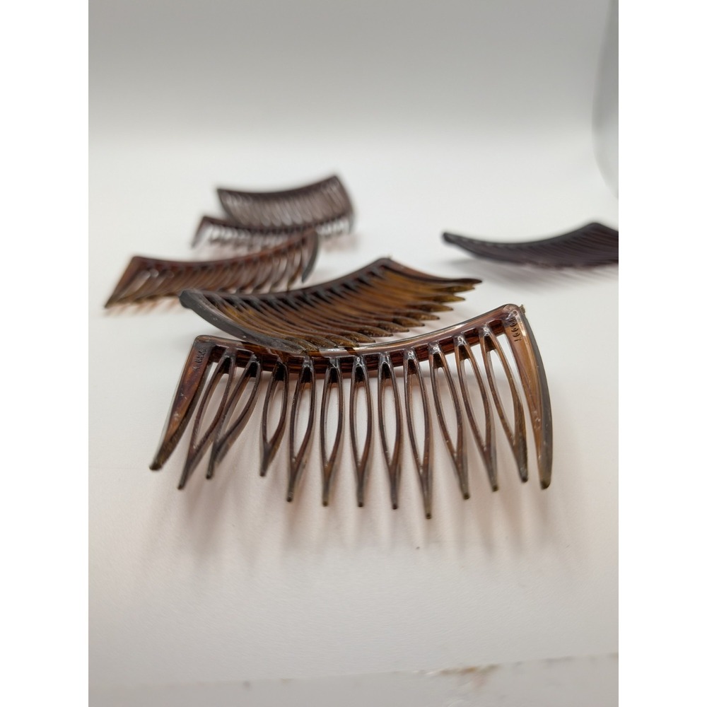 Vintage Goody Mini Hair Combs Side Pin Brown Marble Tortoise 2" USA - Picture 11 of 16